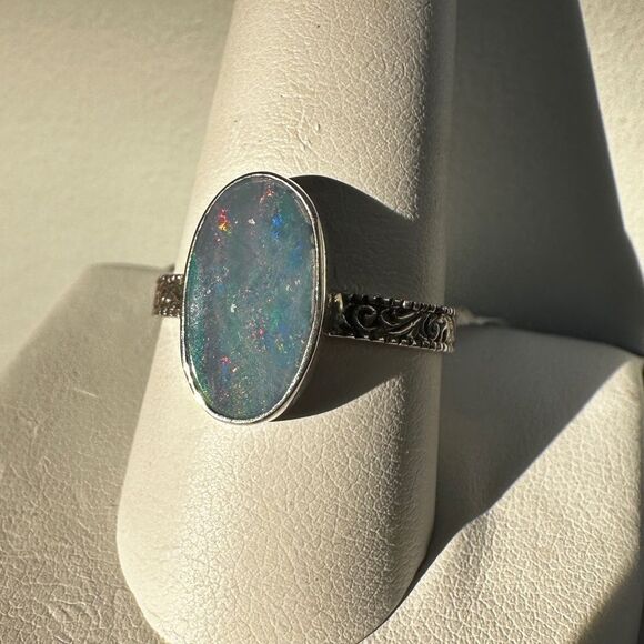 NWT Australian Opal in Bali sterling silver ring! - Picture 4 of 10